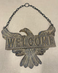 CHIBP231 Cast iron Eagle welcome sign with chain hanging wall decor