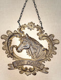 CHIBP233 Cast iron Horse head and vines welcome sign decoration with chain