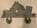 CHIBP297 Cast iron horse boots and hat double hook wall hanger