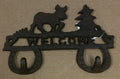 Cast iron reindeer and christmas tree double hook wall hanger