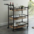CM-AC246 Aylmer contemporary style antique black / oak tea / bar serving cart with casters