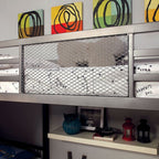 CM-BK1049 Ballarat gray and silver metal finish triple twin over twin over twin with workstation bunk bed set mercury row jamarion