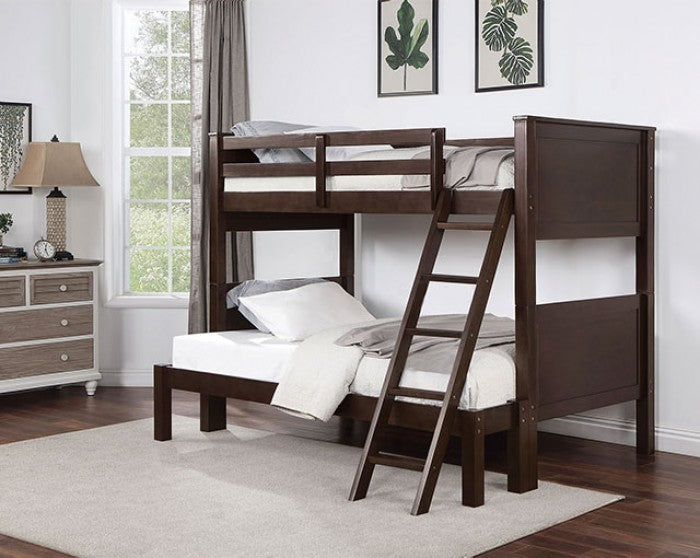 CM-BK658WN-TF Gracie oaks stamos dark walnut finish wood twin over full bunk bed