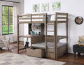 CM-BK828GY Callistus warm grey finish wood twin loft bed with workstation