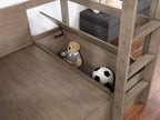 CM-BK828GY Callistus warm grey finish wood twin loft bed with workstation