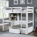 CM-BK828WH Callistus white finish wood twin loft bed with workstation