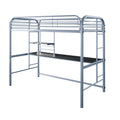 CM-BK938SV Opal silver finish tubular metal frame twin loft with workstation underneath
