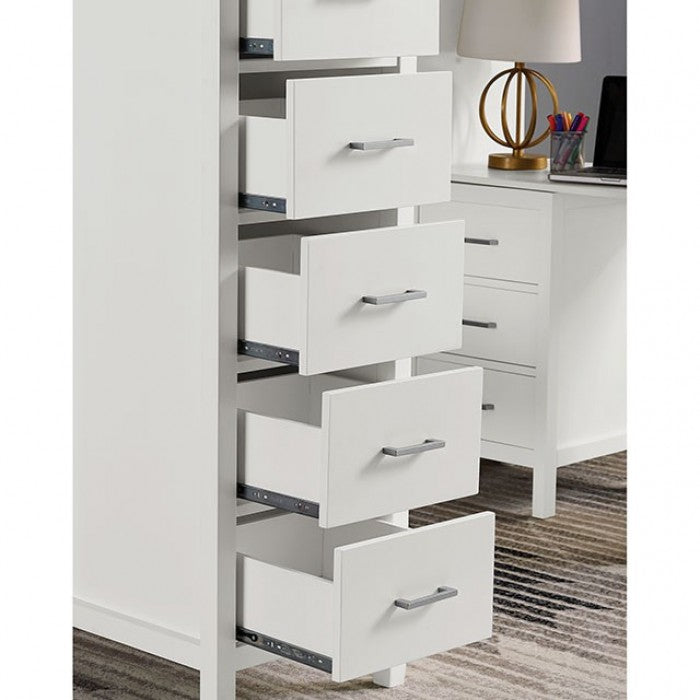 CM-BK970 Cassidy white finish wood twin loft bunk bed with bookcase , desk and drawers