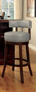 CM-BR6251-GY Set of 2 shirley gray faux leather and dark oak finish wood bar stools
