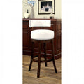 CM-BR6251-WH Set of 2 shirley white faux leather and dark oak finish wood bar stools