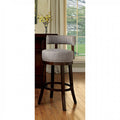 CM-BR6252-24-LG Set of 2 lynsey light gray linen like fabric and dark oak finish wood counter height bar stools