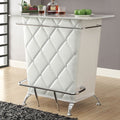 CM-BT6464WH Fuero white finish wood bar table with wine racks and foot rest