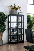 CM-CR140BK Gracie oaks rehkop black finish wood storage curio with 2 cabinet doors