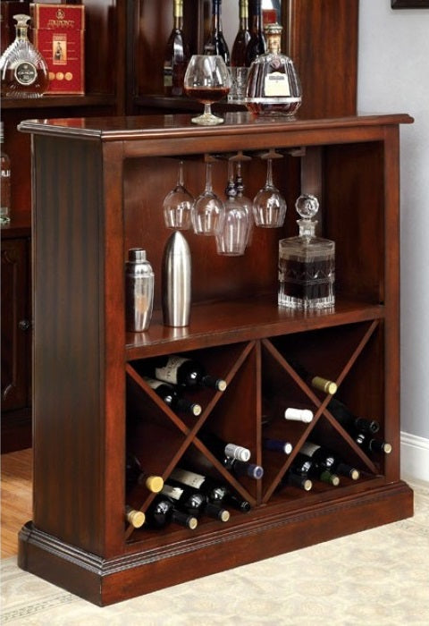 CM-CR142-142BT Voltaire dark cherry finish wood bar table and curio cabinet