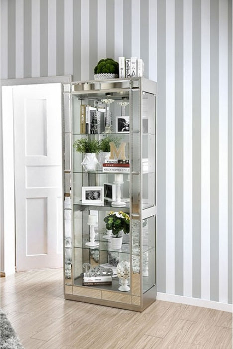CM-CR150 Darby home co gallaher carrollton silver glass and mirror storage curio cabinet