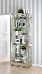 CM-CR150 Darby home co gallaher carrollton silver glass and mirror storage curio cabinet