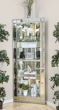 CM-CR151 Darby home co gallaher aldena silver glass and mirror corner storage curio cabinet