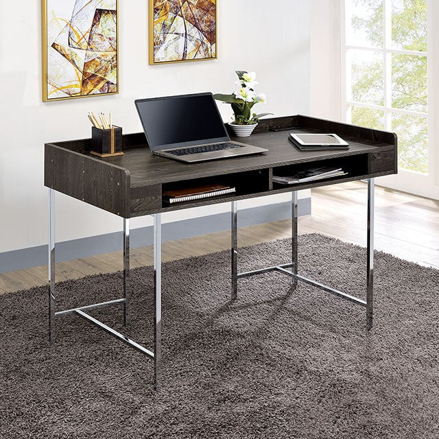 CM-DK5241 Alvin modern industrial stye espresso finish wood top and chrome metal frame desk