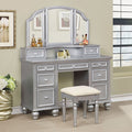 CM-DK6848SV 3 pc Rosdorf park sheffield athy silver finish wood make up bedroom vanity set lark manor