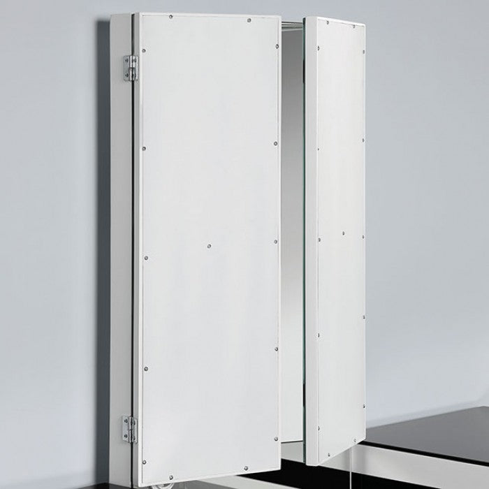 CM-DK824WH 3 pc Rosdorf park sheffield madonna two tone white and black finish wood make up bedroom vanity set