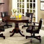 CM-GM339 5 pc rowan cherry finish wood man cave poker, gaming, dining table set with swivel chairs