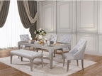CM3020T 7 pc One allium way arthur diocles silver finish wood dining table set with antique mirror inserts