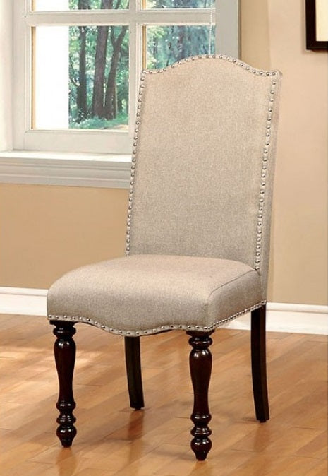 CM3133-SC-2PK 2 pc Edella hurdsfield ii antique cherry finish wood and linen like fabric upholstery dining chairs