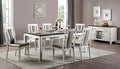 CM3142T-7PC 7 pc halsey country style two tone dark walnut weathered white finish wood dining table set