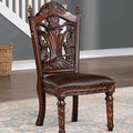 CM3144SC Set of 2 Rosdorf park Canyonville cherry brown finish wood side chairs with tufted backs and faux leather upholstery