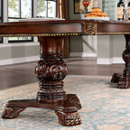CM3145T-7pc 7 pc Alcott hill montcalm normandy brown cherry finish wood double pedestal dining table set