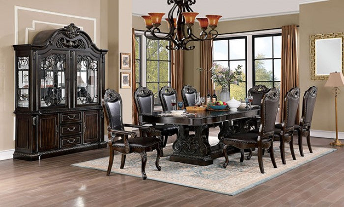 CM3146T 7 pc Lombardy walnut finish wood double pedestal dining table set Astoria grand singletary