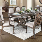 CM3150T-7PC 7 pc Arcadia rustic natural tone finish wood trestle base dining table set