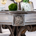 CM3150T-7PC 7 pc Arcadia rustic natural tone finish wood trestle base dining table set