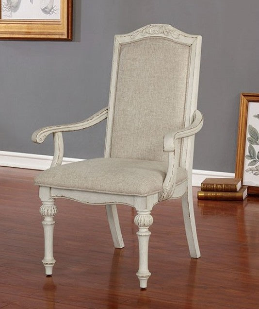 CM3150WH-AC-2PK Set of 2 august grove abbottstown arcadia antique white finish wood arm chairs
