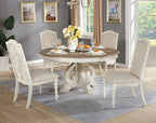 CM3150WH-RT 5 pc August grove abbottstown arcadia rustic antique white finish wood 60" round dining table set