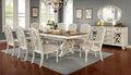 CM3150WH-T-7PC 7 pc Arcadia rustic antique white finish wood trestle base dining table set