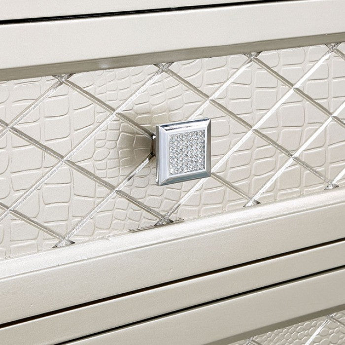 CM3158SV  Rosdorf park Adelina champagne finish wood buffet server sideboard cabinet glass and mirror top