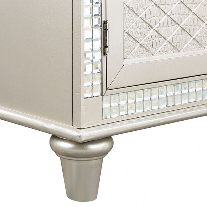 CM3158SV  Rosdorf park Adelina champagne finish wood buffet server sideboard cabinet glass and mirror top