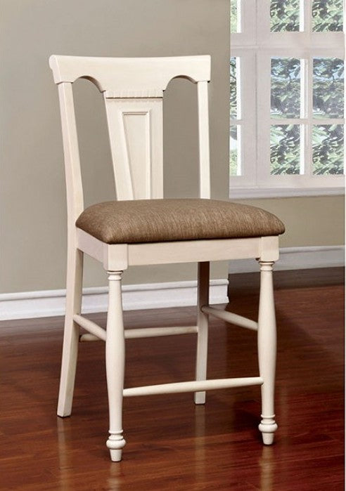 CM3199WC-PC Set of 2 Sabrina antique off white and cherry finish wood counter height chairs