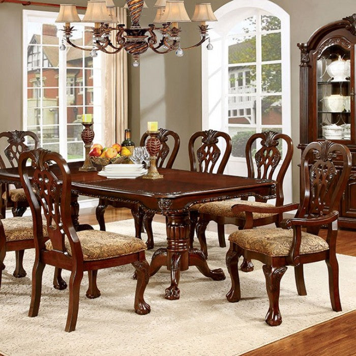 CM3212T 7 pc Elana brown cherry finish wood double pedestal dining table set