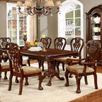 CM3212T 7 pc Elana brown cherry finish wood double pedestal dining table set