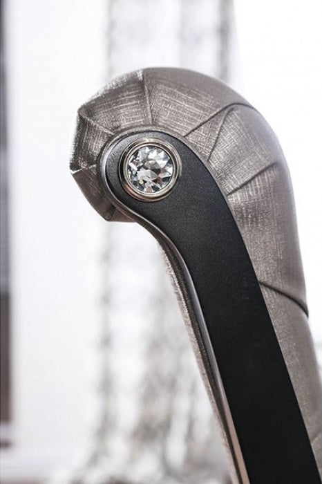 CM3219GY-T-7PC 7 pc amina gray finish wood dining table set with glass insert top