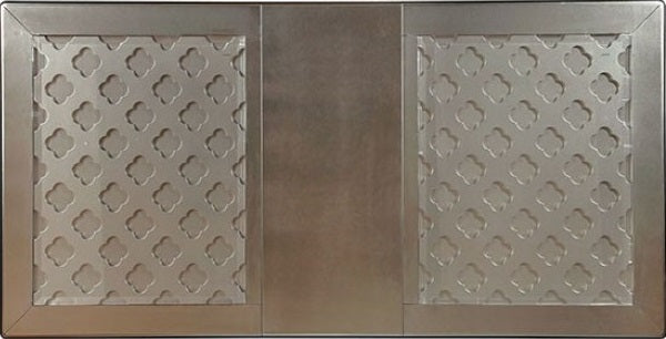 CM3219T-7PC 7 pc Pelia amina champagne finish wood dining table set with glass insert top