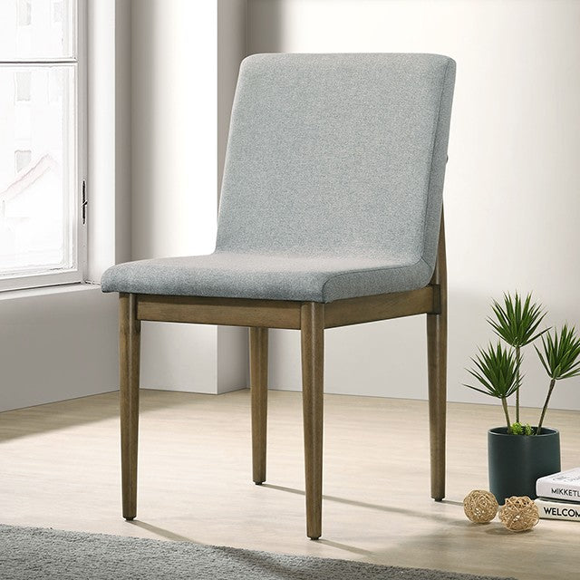 CM3244NT-SC  Set of 2 St gallen mid-century modern natural tone finish wood light gray velvet fabric dining chairs