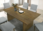 CM3244NT-7PC 7 pc St gallen mid-century modern natural tone finish wood light gray velvet fabric chairs dining table set