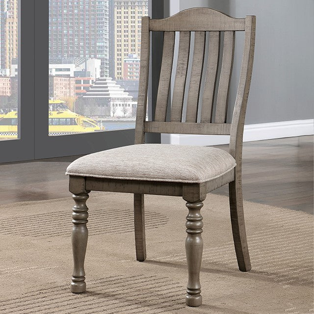 CM3254GY-SC Set of 2 Newcastle antique grey rustic finish wood barn style dining chairs slatted back