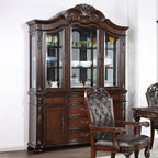 CM3256CH-HB  2 pc Nouvelle cherry brown finish wood hutch and buffet china curio cabinet