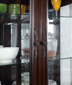 CM3256CH-HB  2 pc Nouvelle cherry brown finish wood hutch and buffet china curio cabinet