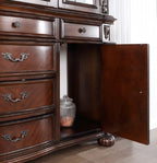 CM3256CH-HB  2 pc Nouvelle cherry brown finish wood hutch and buffet china curio cabinet