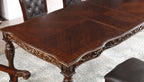 CM3256CH-T-7PC  7 pc Nouvelle cherry brown finish wood dining table set carved accents tufted backs